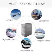 Almohada De Viaje Inflable Para Pies 3 Capas Cojín De Descanso Para Niños Asiento De Pierna Para Avión Coche Autobús Tren Oficina Rectangular PVC Azul Oscuro Azul Peacock Gris Oscuro Gris - details 0