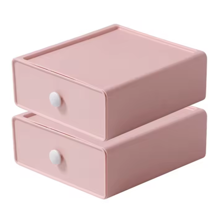 2 pack Organizador de escretorio apilable con Caja de almacenamiento de esritorio para la oficina, bolígrafos, maquillaje, Cartas, 20*19*8cm - 1