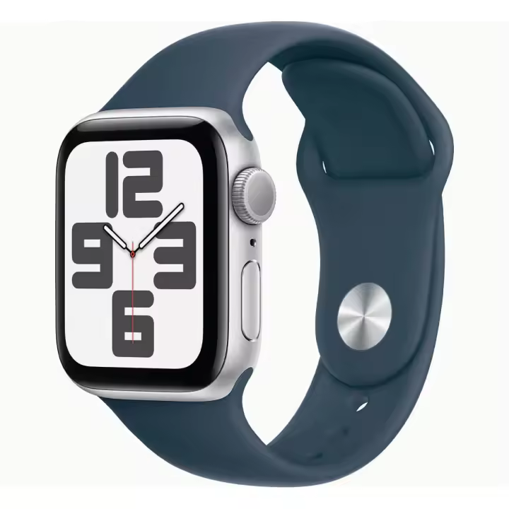 Apple Watch SE (2ª generación) 2023 GPS 40mm aluminio plateado (Sier) y correa deportiva azul (Storm Blue) - Talla M/L - 1
