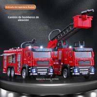 Juguete De Coche De Bomberos 1/32 Con Sonido Luz Escalera Camión De Rescate Decoración Regalo Para Niños Metal Rojo - details 0