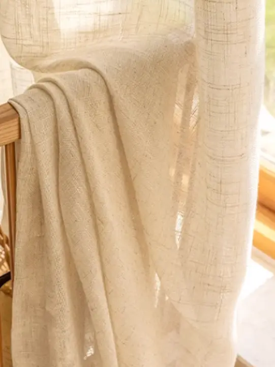 Cortina De Lino Natural Estilo Japonés Antipolvo Transparente Para Ventana De Dormitorio Cocina Puerta Suave Y Práctica - 1