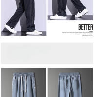 Pantalones Casuales Para Hombre Lyocell Verano Transpirables Moda Coreana Rectos Cómodos Suaves De Cintura Media Con Bolsillos - details 12