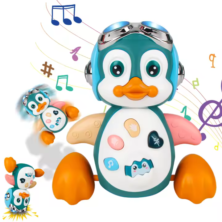 Baby Crawling Toys Musical Penguin Infant Moving Walking Dancing Toys with Light Toddler Interactive Development Tummy Time Gift - 1