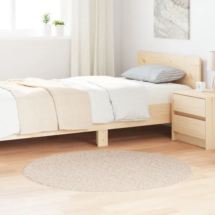 Alfombra de pelo largo vidaXL con respaldo de látex Crema ø120 cm - 1