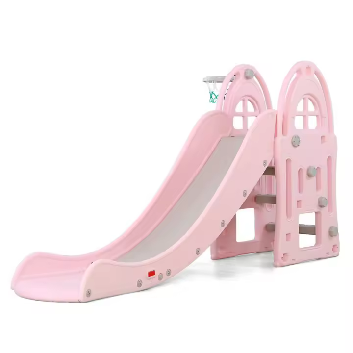 Tobogán XL, tobogán para niños y niñas de gran tamaño, super resistente, con canasta y pelota, tobogán para interior o exterior - 1