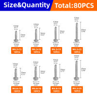 80PCS Tornillos Autoencajados De Cabeza Hexagonal De Acero Inoxidable 410 M4.2*13MM-26MM M4.8*13MM-26MM Punto De Perforación - details 1