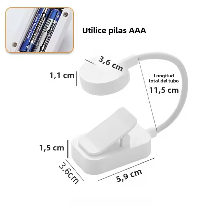 Lámpara De Lectura LED Mini Portátil Con Clip 3 Modos Protección Ocular Iluminación Para Libros Pilas Recargables Regulable Sin Pasos Para Estudio Y Escritorio - 1