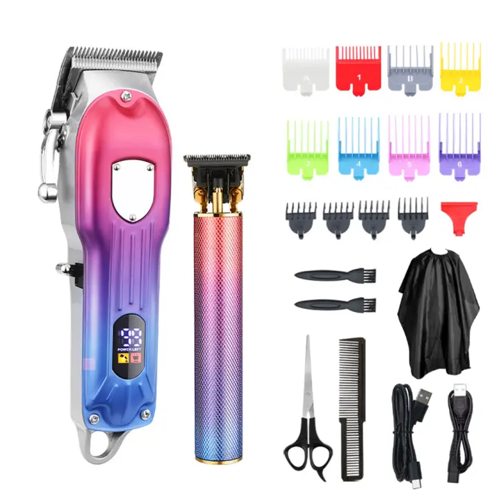 Cortapelos y tijeras de corte de pelo para hombres con peines de guía de colores - 1