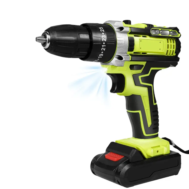Taladro inalámbrico portátil de 28 V, 25 + 3 ajustes de par, 2 baterías y 1 cargador, juego de 24 piezas, ideal para reparaciones domésticas y bricolaje. - 1