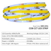 Tira De Luz LED FCOB CCT Alta Densidad Flexible 608 LEDs 10mm RA90 2700K-6000K Dimmable DC12V/24V Para Iluminación De Habitación Sala De Estar - details 0