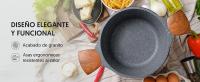LA MOUSTACHE Batería de Cocina de 8 Piezas de Alumunio Fundido con Antiadherente + Ebook de Recetas - 3 Ollas con Tapas de Cristal y 2 Sartenes - Compatible conTodas las Cocinas, Incluso Inducción (Amalfi) - details 3