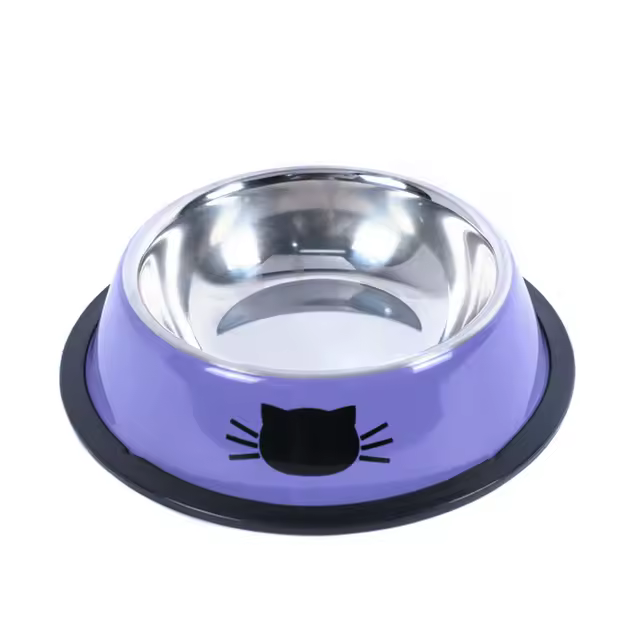 Tazón De Acero Inoxidable Multicolor Para Perros Y Gatos Anti-deslizante Resistente Al Desplazamiento Contenedor De Alimentos Para Mascotas Tazón De Comida Y Bebida - 1