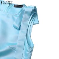 Vestido Mini Elegante Sin Mangas Para Mujer ZANZEA Estilo Coreano Con Decoración De Flor Y Lazo Cuello Redondo Vintage Para Fiesta De Vacaciones Otoño 2024 Polyester - details 9