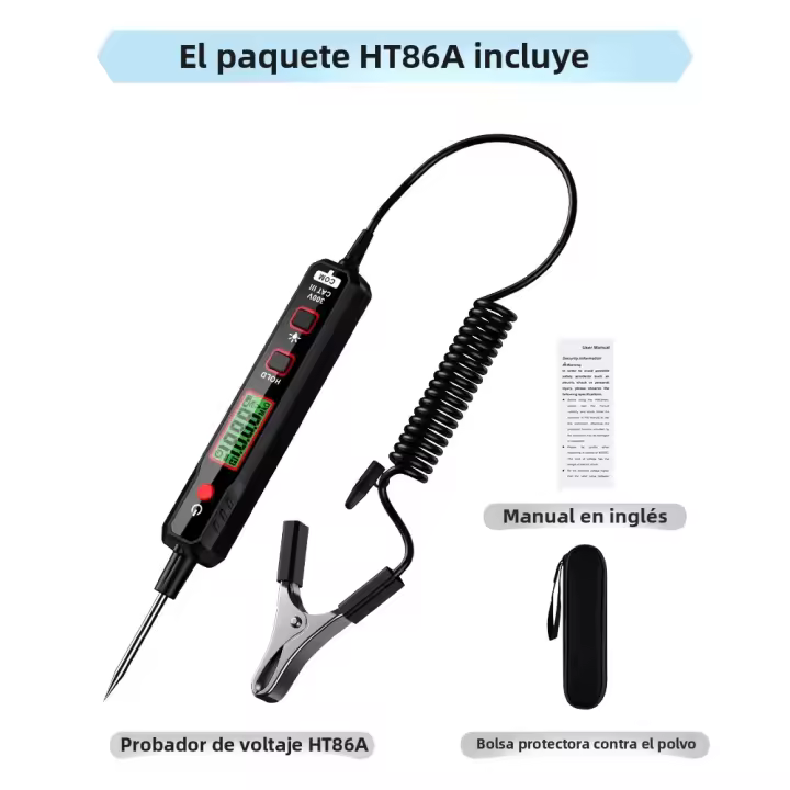 HT86A Detección De Voltaje De Coche 100V Pluma No Contacto Ajustable Prueba De Voltaje DC Con Retroiluminación Herramienta De Mantenimiento De Fallas Electrónicas - 1