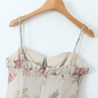 Vestido Mini Estampado De Rosas Slim Fit Para Mujer PB&ZA 2024 Primavera Estilo Fashionable Y Elegante Con Tirantes Y Cuello En V - details 16