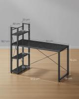 Escritorio con Estantes Ajustables a Derecha o Izquierda - Mesa de Ordenador para Oficina en Casa o Estudio, Fácil Montaje, Negro Ébano o Marrón Rústico, 137 cm de largo - details 13