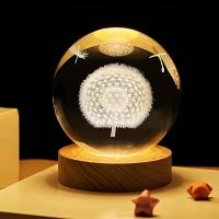 Bola De Cristal Grabada Con Dandelion Por Láser 3D Luz De Noche Decoración Regalo De Aniversario Para Clase Obsequio De Fiesta Navideña - details 3