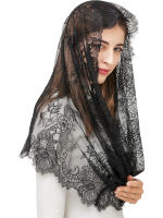 Velas De Encaje Blanco/ Negro Para Iglesia Mantilla Católica Cubierta De Cabeza Para Mujeres De Boda Tipo De Headband Material De Encaje - details 2