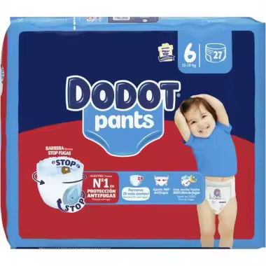 Pañales Dodot Pants Talla 6 Ultra Suaves y Ajuste Perfecto para Bebés Activos (27 Uds) - 1