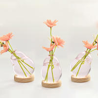 Vaso De Cristal Transparente Rosa Para Floristería Y Aromaterapia Estilo Moderno Decoración De Mesa Creativa Con Burbujas - details 5