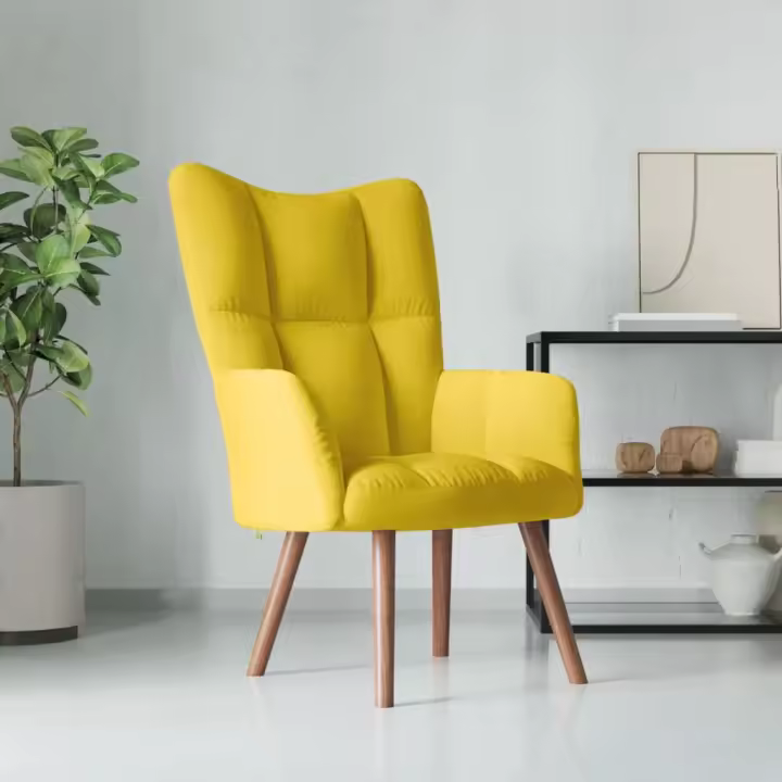 vidaXL Sillón de relax de terciopelo amarillo mostaza - 1