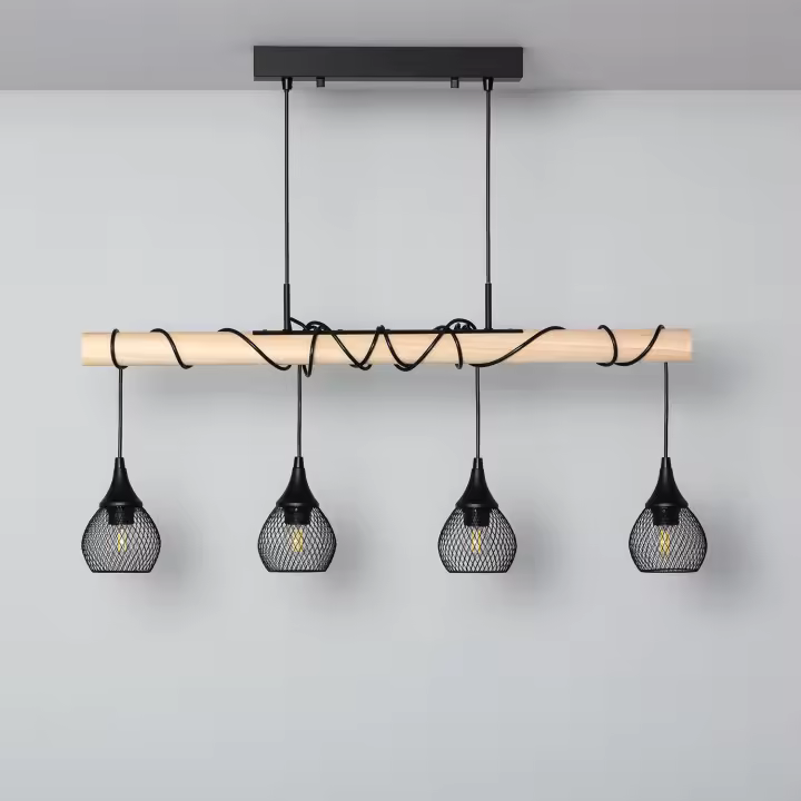 Ledkia Lámpara Colgante Madera y Metal Monah ILUZZIA - 1