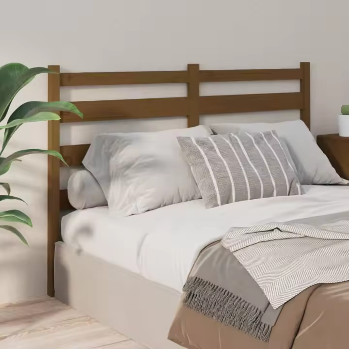 vidaXL Cabecero de cama madera maciza de pino marrón miel 126x4x100 cm - 1