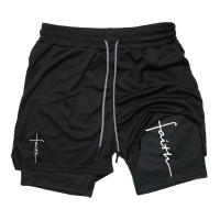 Shorts De Entrenamiento Para Hombre Con Gráfico De Cruz 2 En 1 Running Performance Con Bolsillo Para Teléfono Y Anillo De Toalla Active Wear Polyester - details 6
