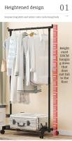 Rack De Ropa Doble Con Gancho Organizador De Ropa Para Dormitorio Móvil Con Ruedas Estante De Ropa Metálico Moderno Para El Hogar - details 4