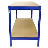 Mesa Trabajo Metálica Q-Rax Sin Tornillos Azul 90x100x60cm Banco Trabajo Taller Garaje Bricolaje Blue Metal Workbench Estante Ajustable Altura con Capacidad 200kg + Pies de Goma Protectores Gratis - details 4