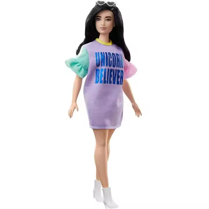 Barbie Fashionista - Muñeca morena con Vestido de Unicornio Mattel - 1