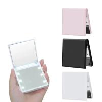 Espejo De Maquillaje Portátil Con Luz Y Aumento 1x 2x 6 LED Plegable De Viaje Pequeño Rosa Negro Blanco Espejo De Belleza - details 0