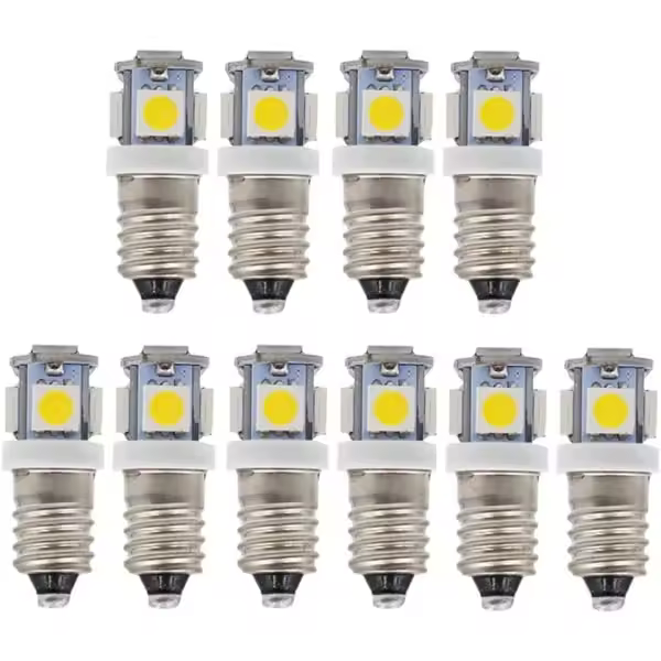 10 bombillas LED E10 12 V, luz blanca fría, 5SMD, 0,5 W, 50 LM. - 1