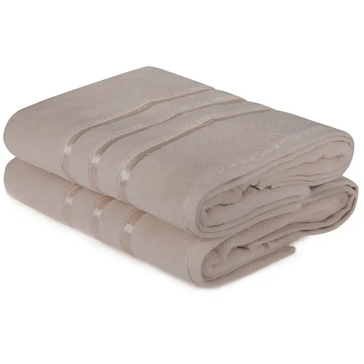 Wellhome Juego de Toallas de Baño Suaves y Absorbentes 2 Piezas Amarillo Claro 100% Micro-algodón - 1