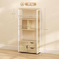 Bookcase Bookcase with 4 Shelves, 2 Drawers and Door, 58 x 24 x 122 cm, Industrial Shelf for Living Room, Bedroom, Study, Office, Natural Wood - details 5
