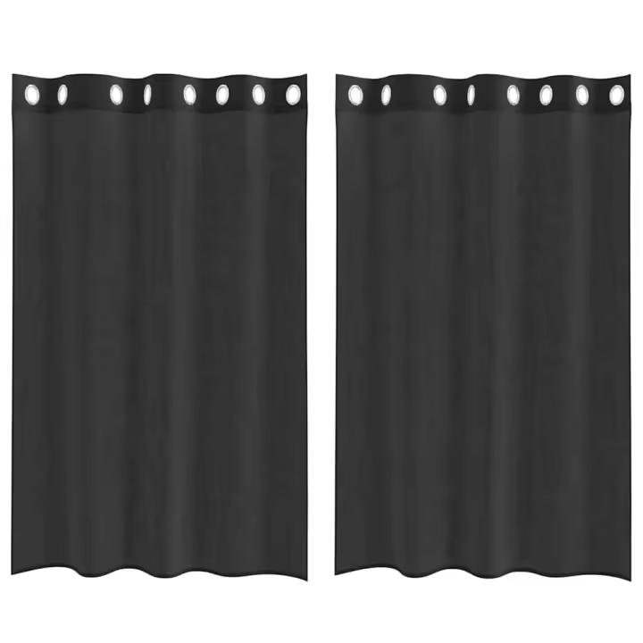 vidaXL Cortinas de gasa con ojales 2 uds negro140x175 cm - 1