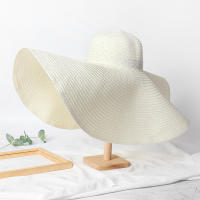 Sombrero De Playa Para Mujer Grande Y Plegable Con Protección UV Sombrilla De Verano De Paja Estilo Casual Para Bodas - details 22