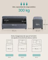 Banco de Pie de Cama, Banco Almacenaje, Soporta hasta 300 kg, para Sala de Estar, Dormitorio, Entrada, Gris y Rosa, 40 x 110 x 40 cm - details 5