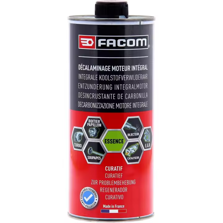 FACOM Limpiador completo para motores Gasolina, Desincrustante inyectores, turbo, valvula EGR, CURATIVO, 1L - 1