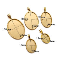 5 Piezas Lote De Colgante De Acero Inoxidable Ovalado Base Cabochón Para DIY Joyería Suministros De Encanto De Cameo Joyería De Moda - details 1