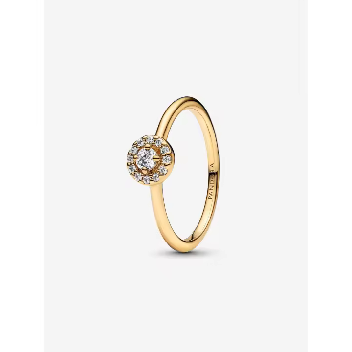 Pandora - Anillo Redondo con Halo pavé - Baño de Oro de 14 Quilates - 1