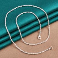 Collar de plata de ley 925 para hombre y mujer, cadena de cuerda trenzada de 3mm de ancho, joyería de moda, regalo - details 2