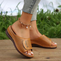 Sandalias De Plataforma Transpirables Para Mujer Verano 2023 Antideslizantes Con Agujeros Cierre Pull on Tacón Plano Zapatos De Interior Talla Grande Hasta 41 - details 2