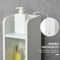 kleankin ArmarioAltodeBaño con 3 Puertas y 3 Estantes Abiertos Columna Auxiliar de Baño para Salón Aseo Dormitorio Estilo Moderno 15x17x120 cm - details 2