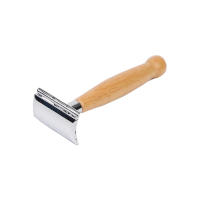 Cuchilla De Afeitar Manual Para Hombres Con Mango De Madera Herramienta De Cuidado De Barba Y Cabello Barbería Rasurador De Seguridad - details 1