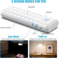 Luz de armarario, Luz Nocturna superbrilliant de 48 LEDs con sensor de movimiento, recargable por USB - details 0