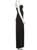 Vestido Maxi Sin Mangas Para Mujer Kliou De Sintético Cuello En V Abierta Espalda Descubierta Cintura Delgada Largo Hasta El Tobillo Estilo Clásico Sin Capas Para Fiesta - details 7