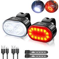 Luz Frontal Y Trasera Para Bicicleta USB Recargable LED Impermeable Para MTB Piezas De Bicicleta Luz De Manillar IPX 6 - details 0