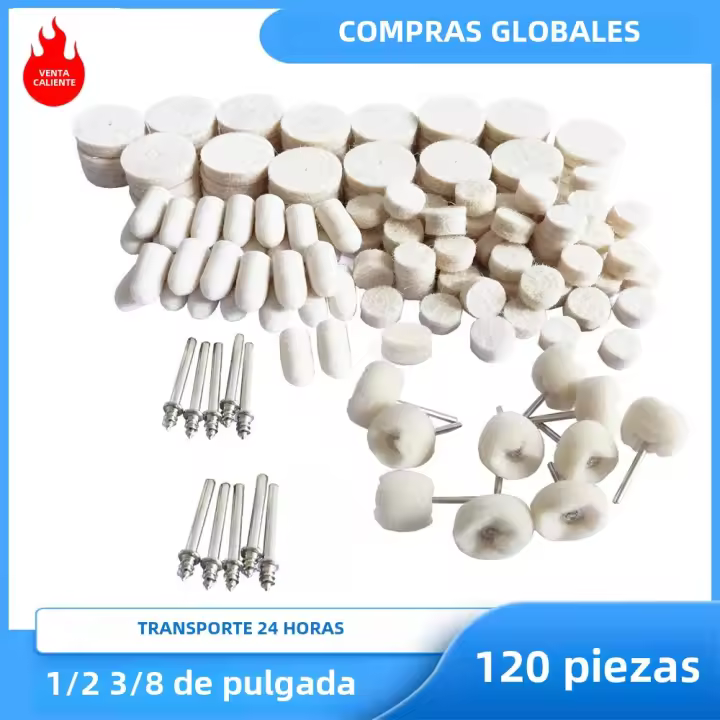 120pcs Rueda Redonda De Lijado Y Pulido De Lana Feltro Para Herramienta Rotativa Dremel Accesorios De Limpieza Y Pulido Con Rosca De 3mm - 1