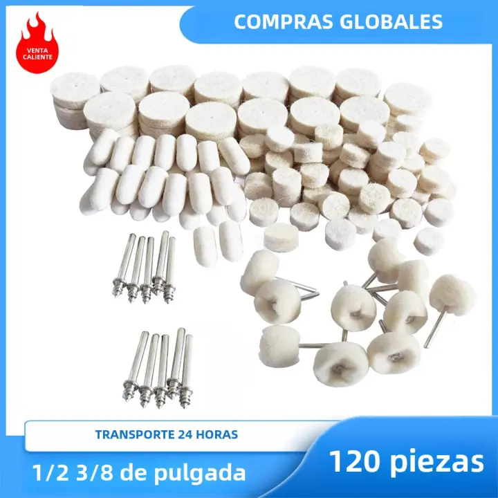 120pcs Rueda Redonda De Lijado Y Pulido De Lana Feltro Para Herramienta Rotativa Dremel Accesorios De Limpieza Y Pulido Con Rosca De 3mm - 1